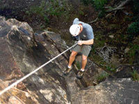 Rappelling in the Appalachian Mountains